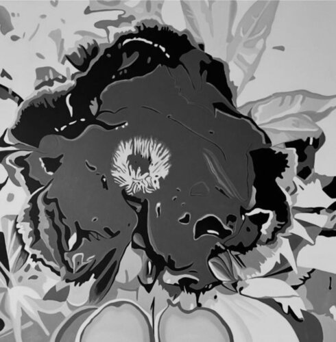 Peony in Black and White de James Chadima (JChadima), Pintura a la venta en Singulart
