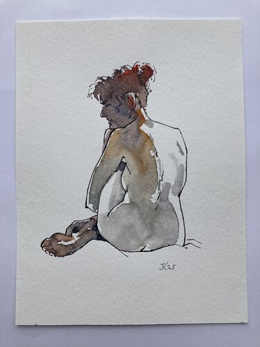 Ivonne sitting from the back von John Rabou, Werk auf Papier kaufen auf Singulart