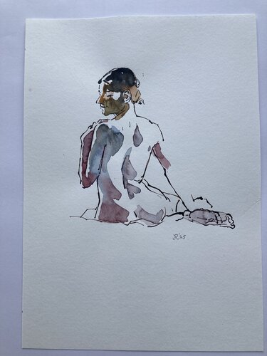 Hasse sitting from the back von John Rabou, Werk auf Papier kaufen auf Singulart