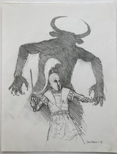 Second concept designsketch for "A threatening presence" by John Rabou, Work on Paper for Sale on Singulart