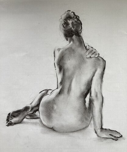 Hasse sitting from the back by John Rabou, Work on Paper for Sale on Singulart