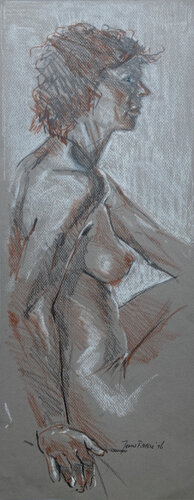 Studie van Carmen in "trois couleurs" met een hint van blauw by John Rabou, Work on Paper for Sale on Singulart