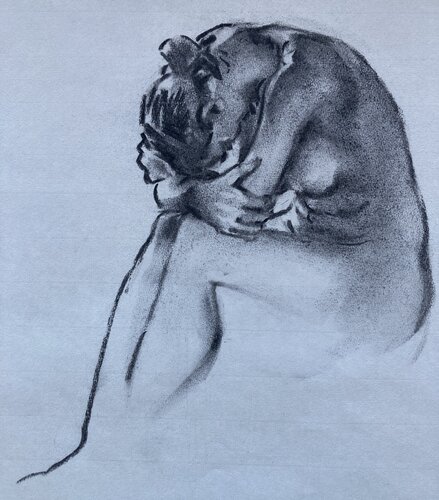 Contraststudie in houtskool van Hasse by John Rabou, Work on Paper for Sale on Singulart