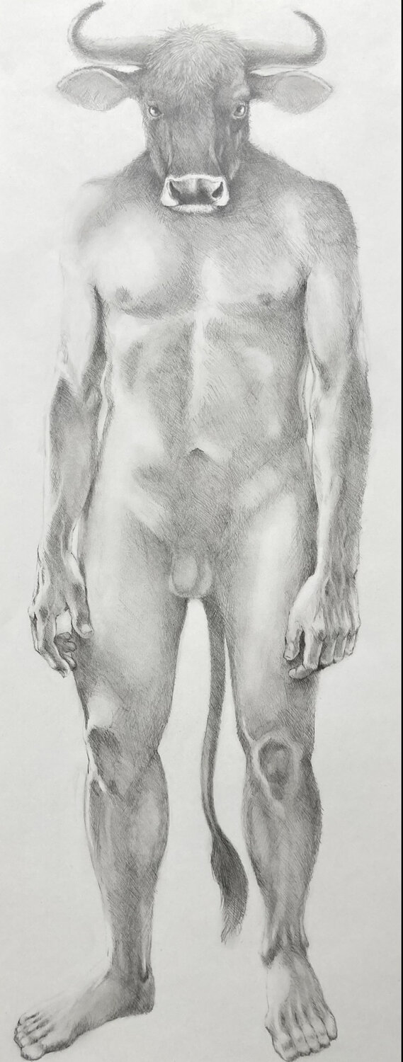 Minotaurus staand John Rabou Werk auf Papier zu verkaufen