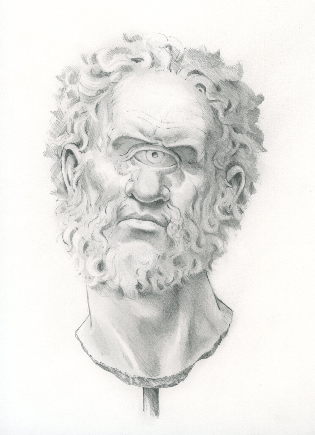 Portret cycloop Polyphemos John Rabou Opera su carta in vendita