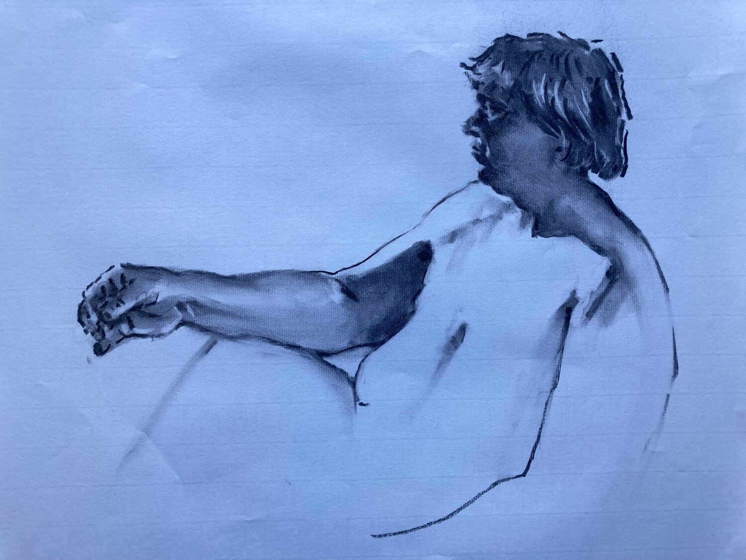 Contrast study in charcoal of Ella. John Rabou Work on Paper for sale