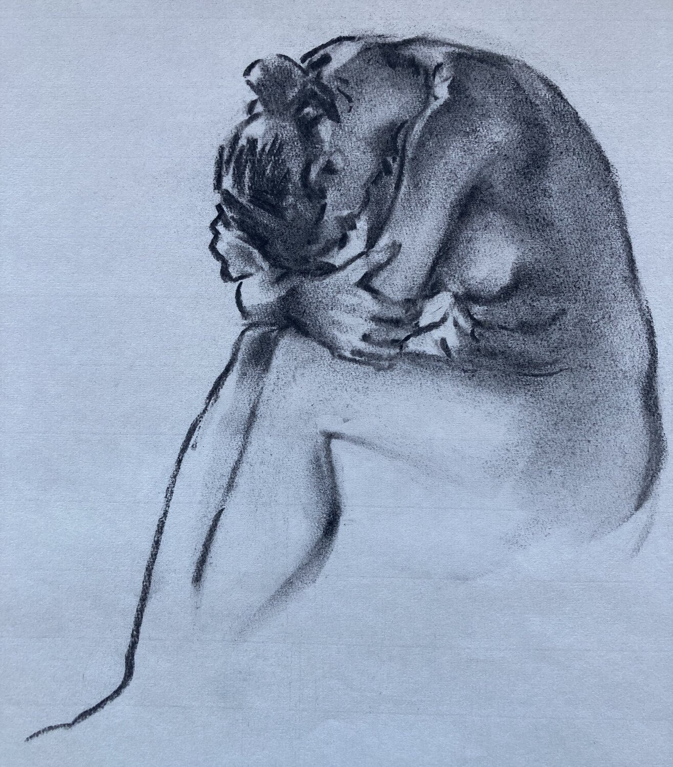 Contraststudie in houtskool van Hasse John Rabou Work on Paper for sale