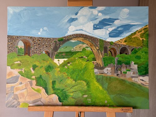 The Old Mes Bridge in Shkoder by Nikoleta Gjergji, Painting for Sale on Singulart