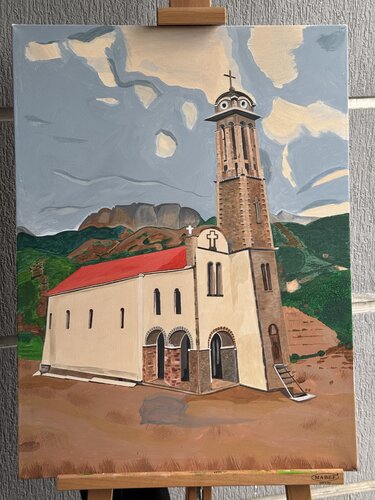 Orosh Church in Mirdita, Albania by Nikoleta Gjergji, Painting for Sale on Singulart