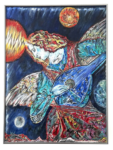 Musizierender Engel I, Gedanken nach Melozzo da Forli by Margit Doupnik, Painting for Sale on Singulart