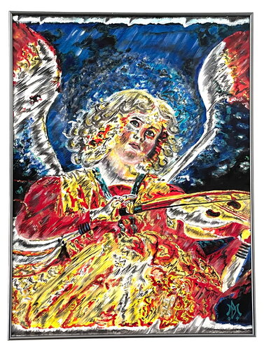 Musizierender Engel III, Gedanken nach Melozzo da Forli by Margit Doupnik, Painting for Sale on Singulart