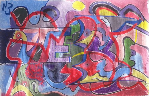 Dancing birds van Nikola Brlečić, Schilderij te koop op Singulart