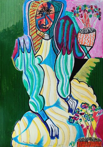 Marina loves flowers di Nikola Brlečić, Pittura in vendita su Singulart