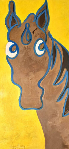 Cavalo Castanho Linha Azul by Margarida de Araújo, Painting for Sale on Singulart