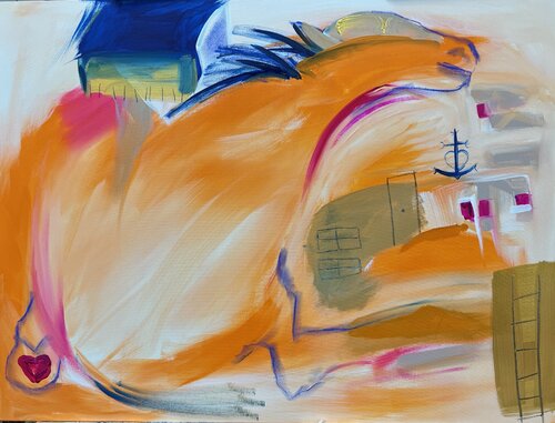 Abstract Camargue Horse from the South of France by Reine River, Painting for Sale on Singulart