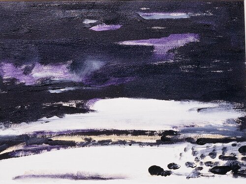 Magenta Landscape by Reine River, Painting for Sale on Singulart