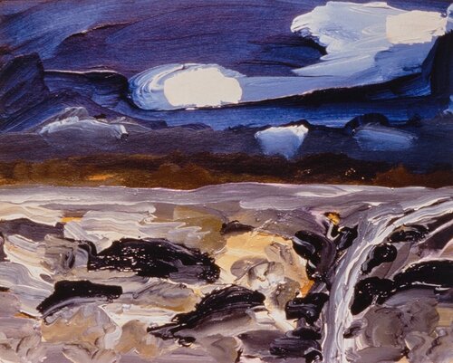 White Cloud Landscape by Reine River, Painting for Sale on Singulart