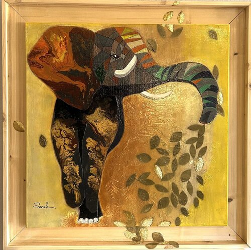 Danse d'automne - éléphanto de Pascale Haeberle Rinck, Pintura a la venta en Singulart