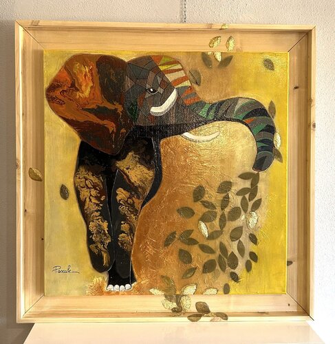 Danse d'automne - éléphanto by Pascale Haeberle Rinck, Painting for Sale on Singulart