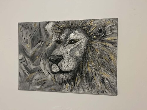 Lion textured van Jessica Harisova, Schilderij te koop op Singulart