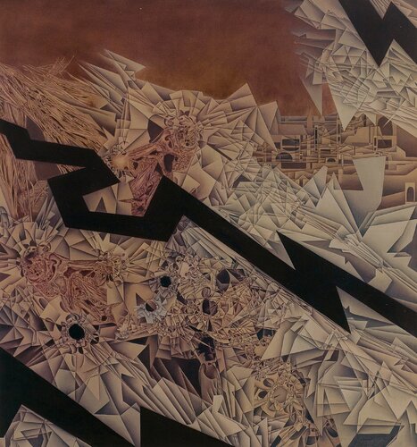 Architektur des Schreckens, nach einem Motiv von Daniel Libeskind by Hans-Christian Harten, Painting for Sale on Singulart