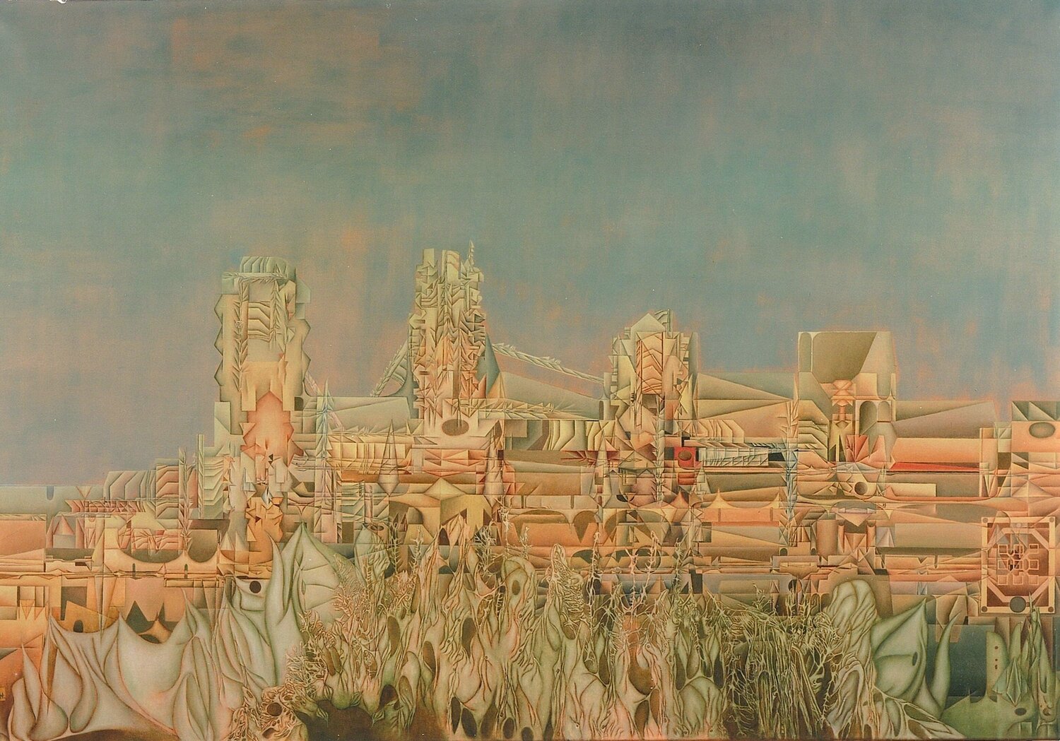 Architektonische Utopie Hans-Christian Harten Origineel schilderij te koop