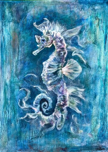 Ethereal Drift of the Seahorse von Jenn Royster, Malerei kaufen auf Singulart