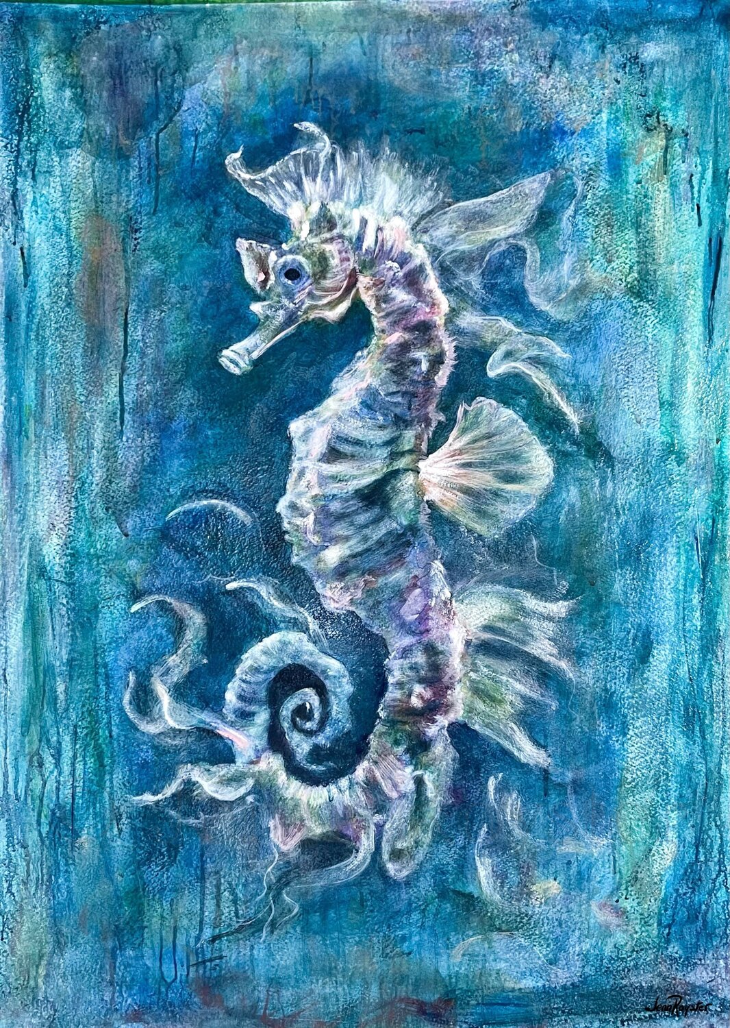 Ethereal Drift of the Seahorse Jenn Royster Originalgemälde zu verkaufen