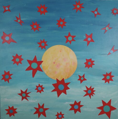 Red Stars At Night by kara kolenik, Painting for Sale on Singulart