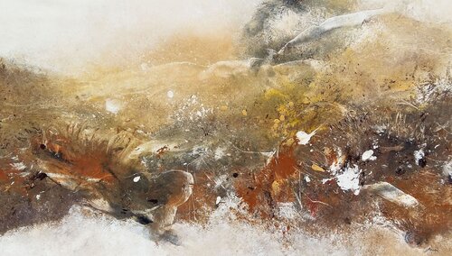 Golden landscape par Bibiána Baranová, Peinture en vente sur Singulart