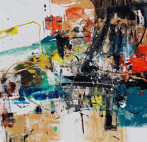 Composition with yellow I par Bibiána Baranová, Peinture en vente sur Singulart