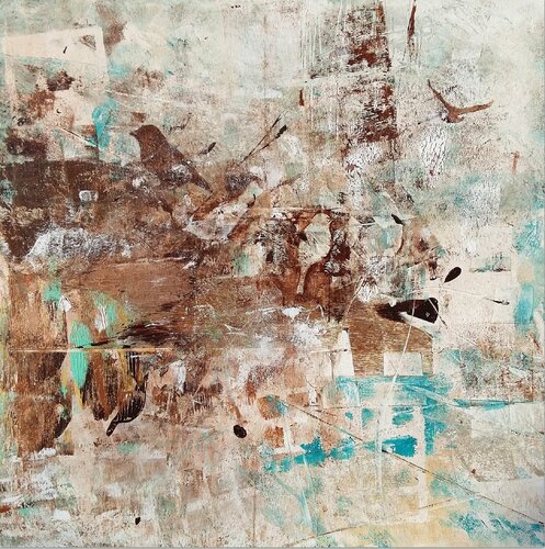 Under the Clouds with birds par Bibiána Baranová, Peinture en vente sur Singulart