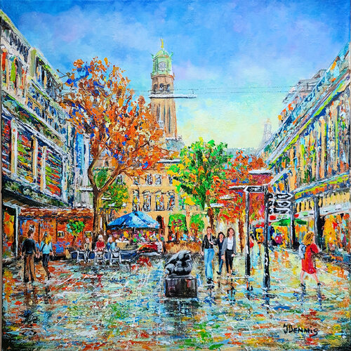 Shopping in Rotterdam by Joke Bennis, Painting for Sale on Singulart