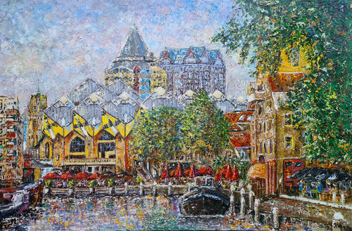 Rotterdam Cube Houses by Joke Bennis, Painting for Sale on Singulart
