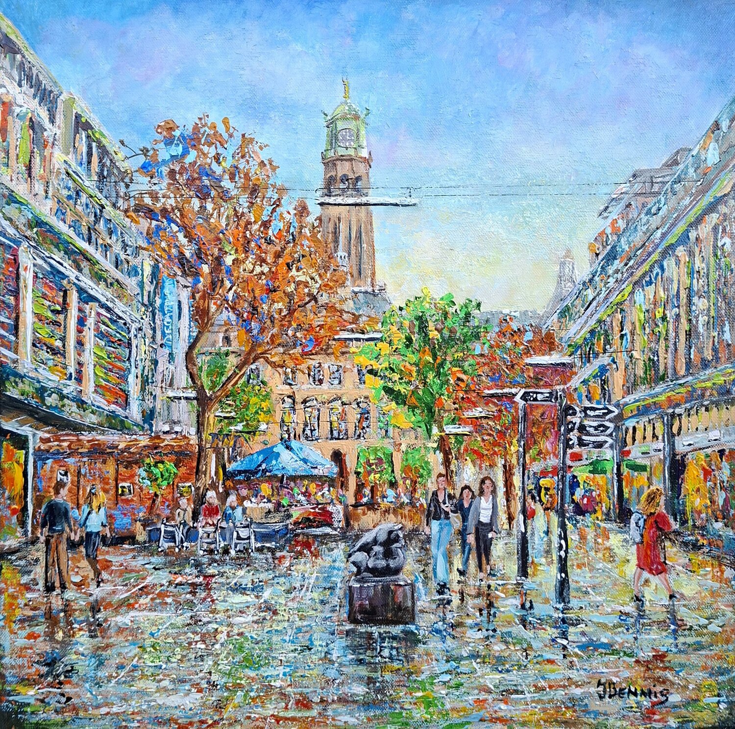 Shopping in Rotterdam Joke Bennis Pintura original en venta