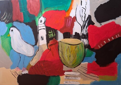 Le récit de l'oiseau by Nathalie Da Silva, Painting for Sale on Singulart