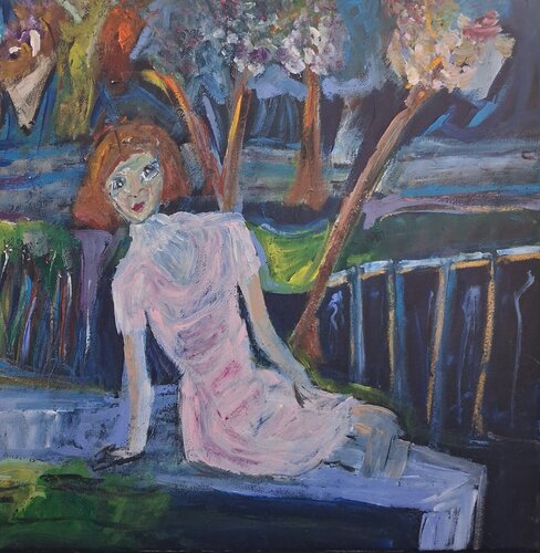 Jeune femme au faon by Nathalie Da Silva, Painting for Sale on Singulart