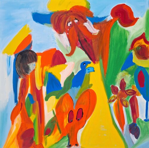 Un éléphant dans le ciel by Nathalie Da Silva, Painting for Sale on Singulart