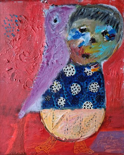 Mon ami est un oiseau von Nathalie Da Silva, Malerei kaufen auf Singulart