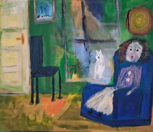 Par la fenêtre by Nathalie Da Silva, Painting for Sale on Singulart