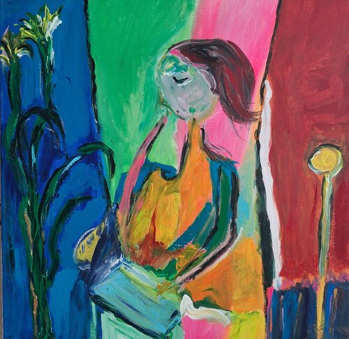 Jeune femme à l écritoire de Nathalie Da Silva, Pintura a la venta en Singulart