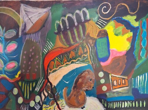 Entendre le son de la harpe by Nathalie Da Silva, Painting for Sale on Singulart