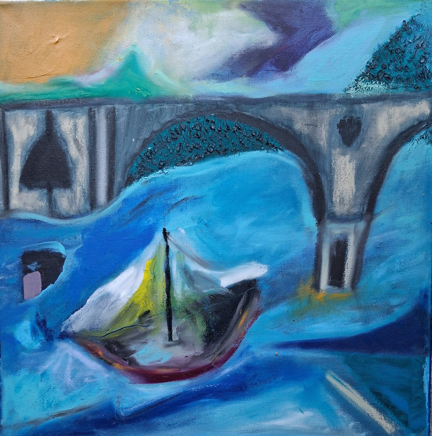 Passer le pont Nathalie Da Silva Origineel schilderij te koop