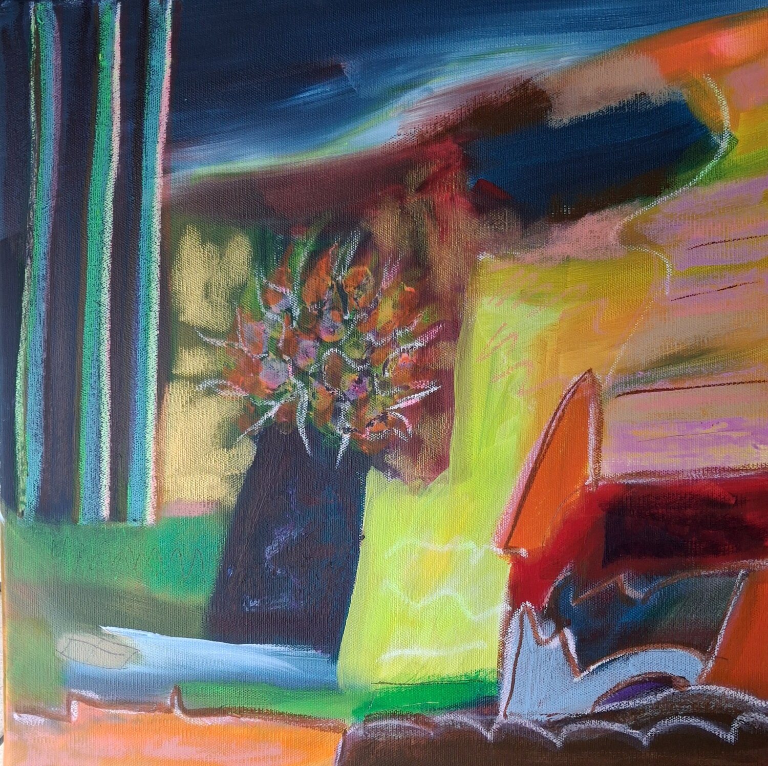 Bouquet penché Nathalie Da Silva Original painting for sale
