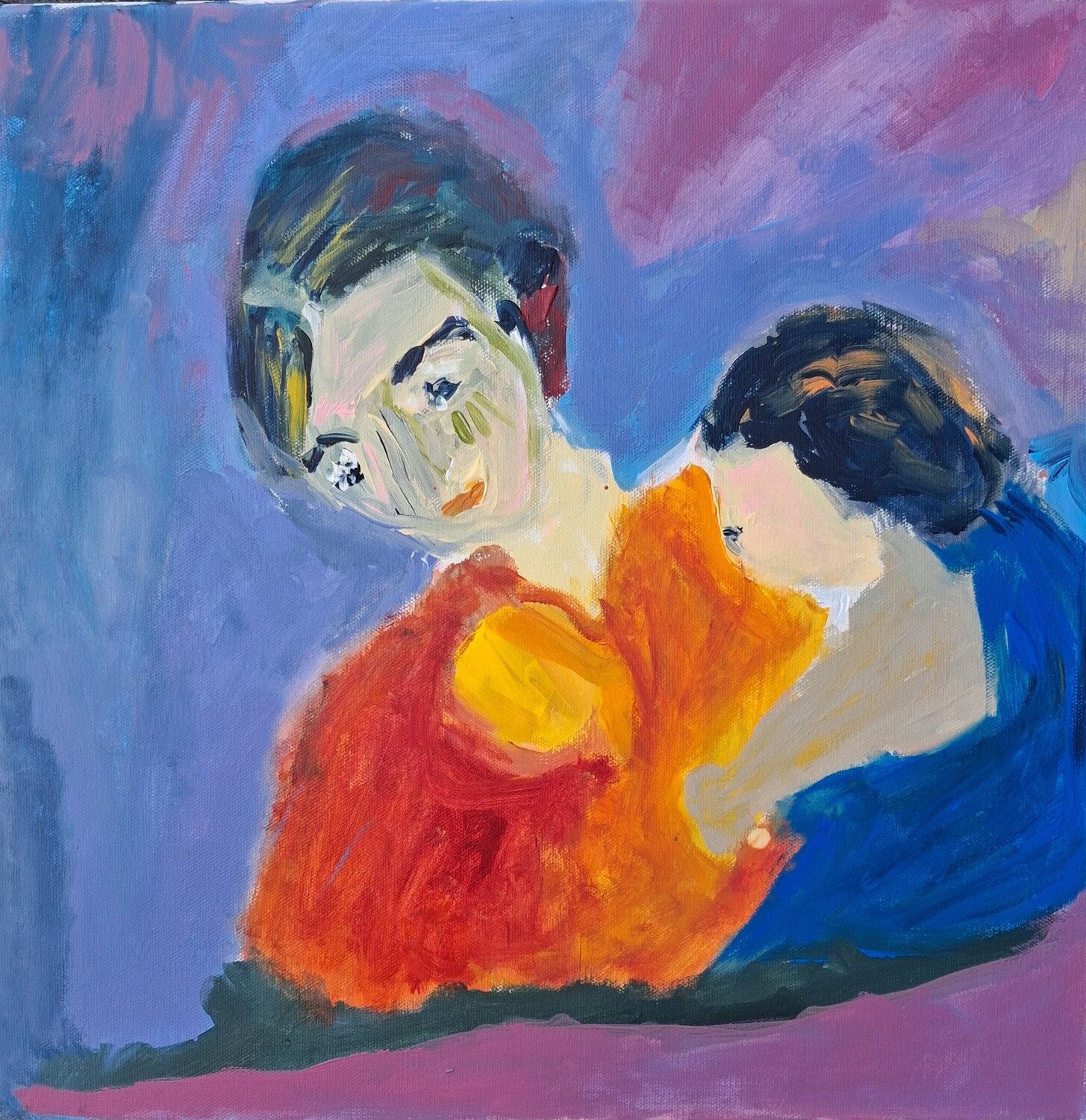La mère à l'enfant Nathalie Da Silva Originalgemälde zu verkaufen