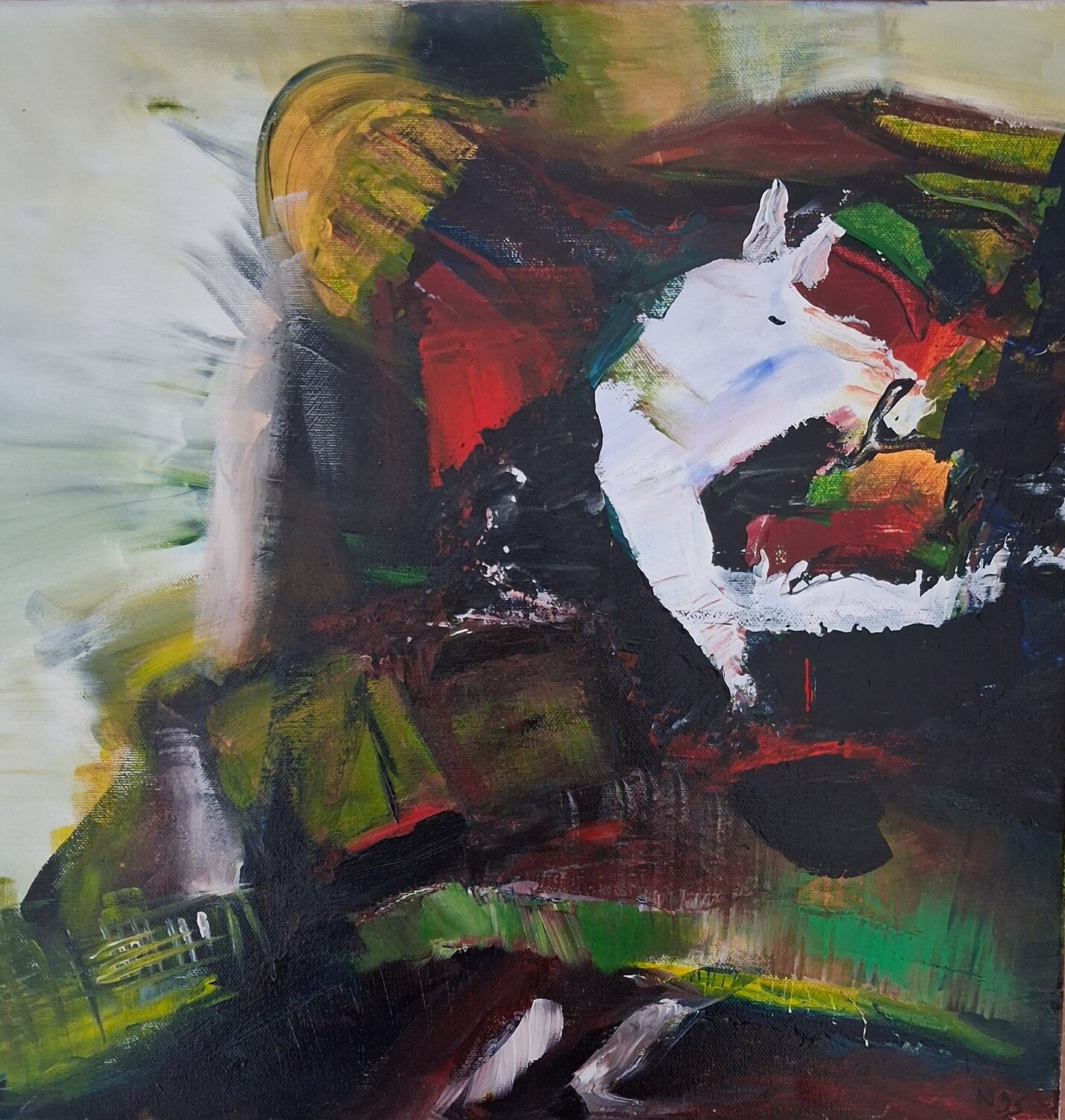 Cheval blanc Nathalie Da Silva Peinture originale à vendre