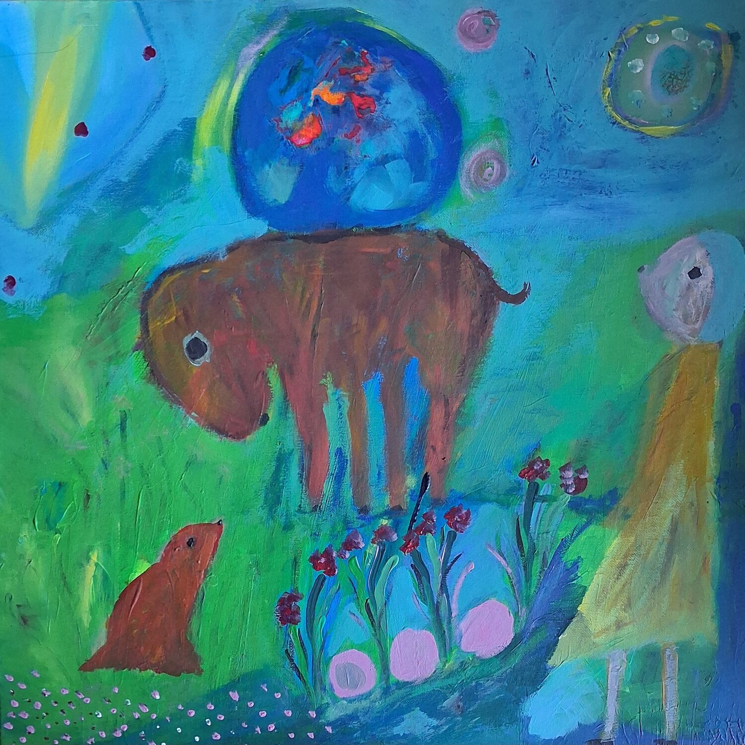 Porter le monde Nathalie Da Silva Dipinto originale in vendita