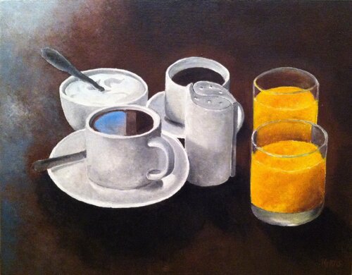 Morning Coffee van Miloslav Opl, Schilderij te koop op Singulart