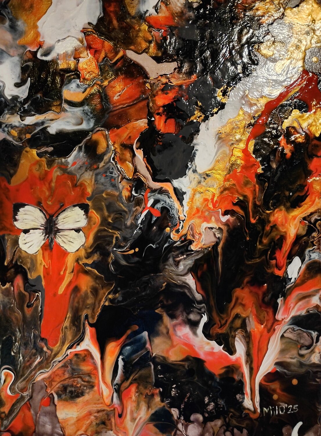 White Butterfly Miloslav Opl Origineel schilderij te koop