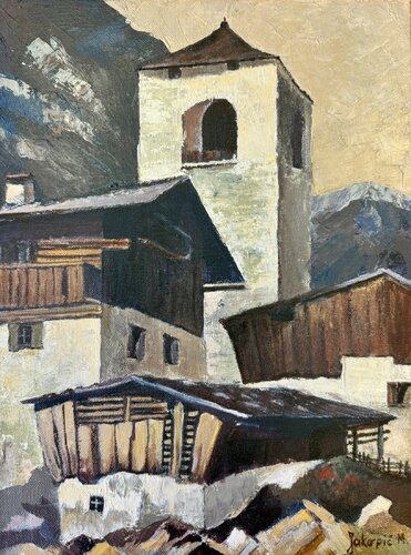 Alpine village, Majda Jakopič par Atelje MS, Peinture en vente sur Singulart